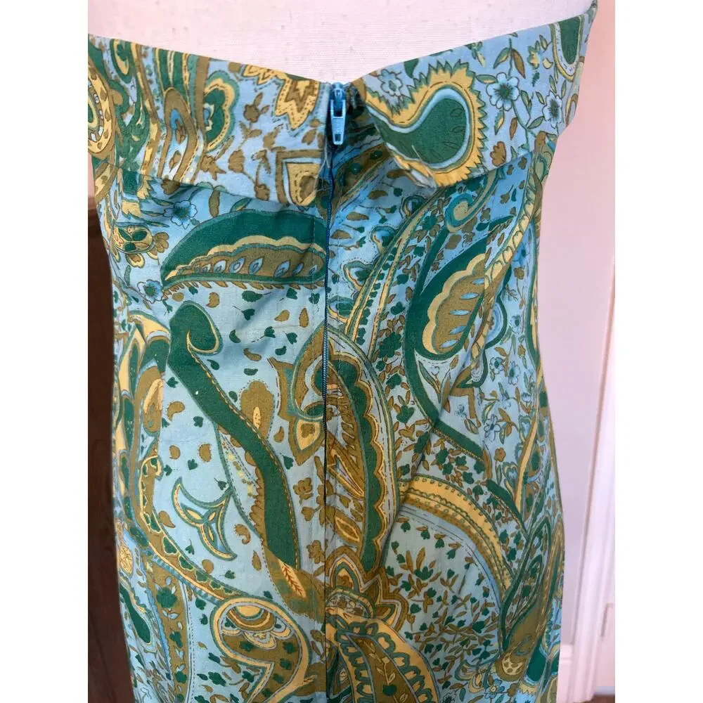Alyn Paige | Blue/Green Paisley Halter Sheath Dress | 9/10 - Picture 10 of 12